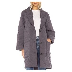 Free People Women's XS Oversized Gray Quilted Happy Day Dreamer Jacket